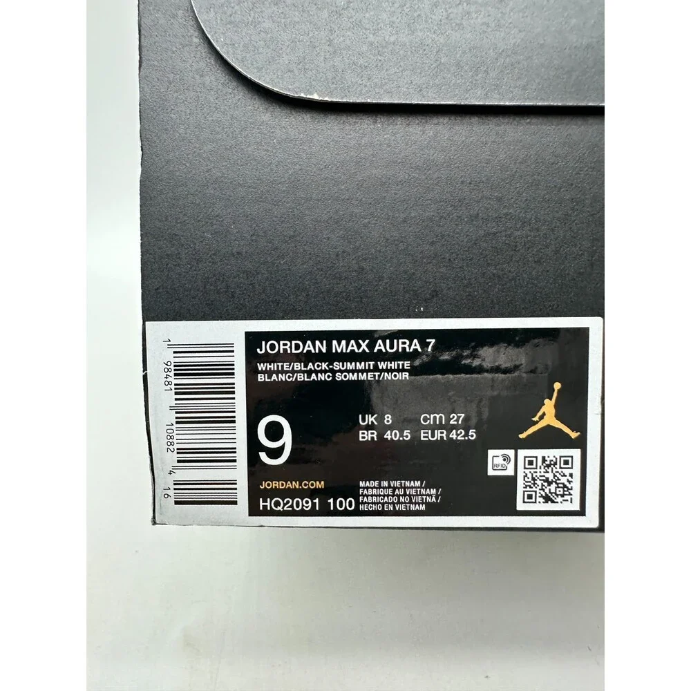 Jordan Max Aura 7 Men's Size 9 White Black basketball Athletic Shoes HQ2091 100